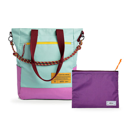 Kit Tote + Lima - Brasco — Azul Respiro com Nécessaire Lima Roxo