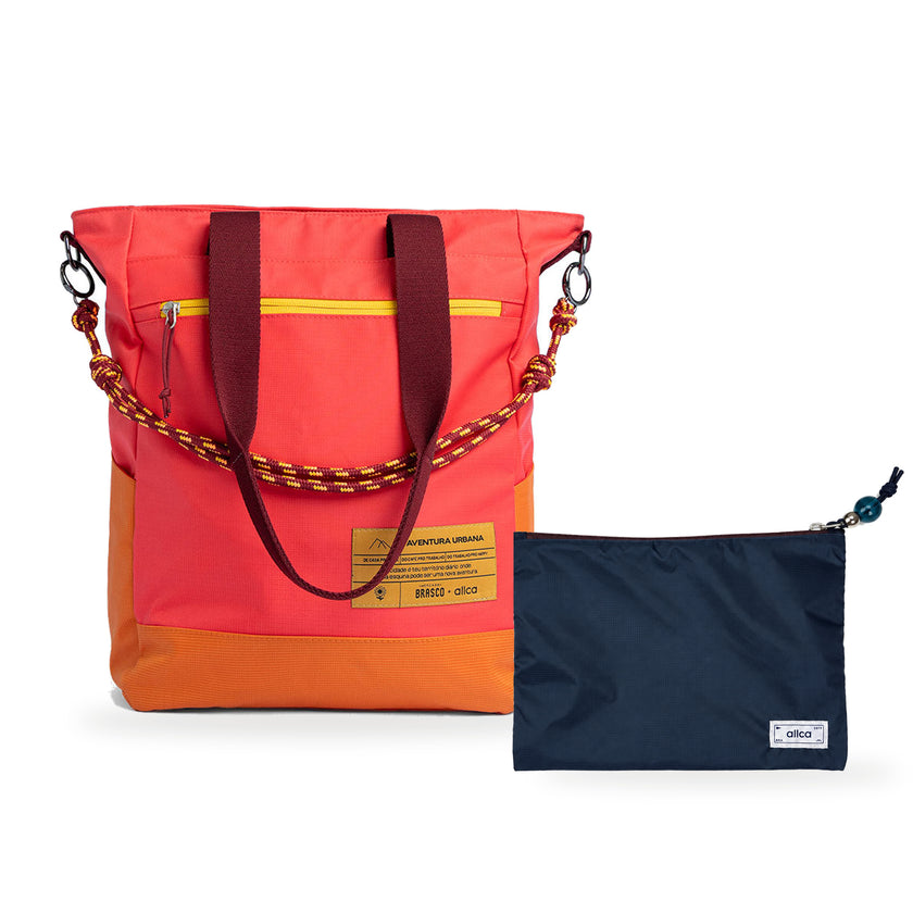 Kit Tote + Lima - Brasco — Coral Esquina com Nécessaire Lima Azul Aurora