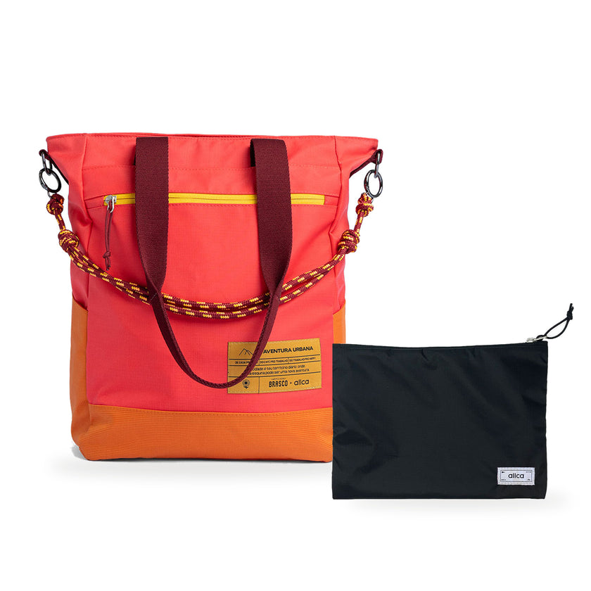 Kit Tote + Lima - Brasco — Coral Esquina com Nécessaire Lima Preto