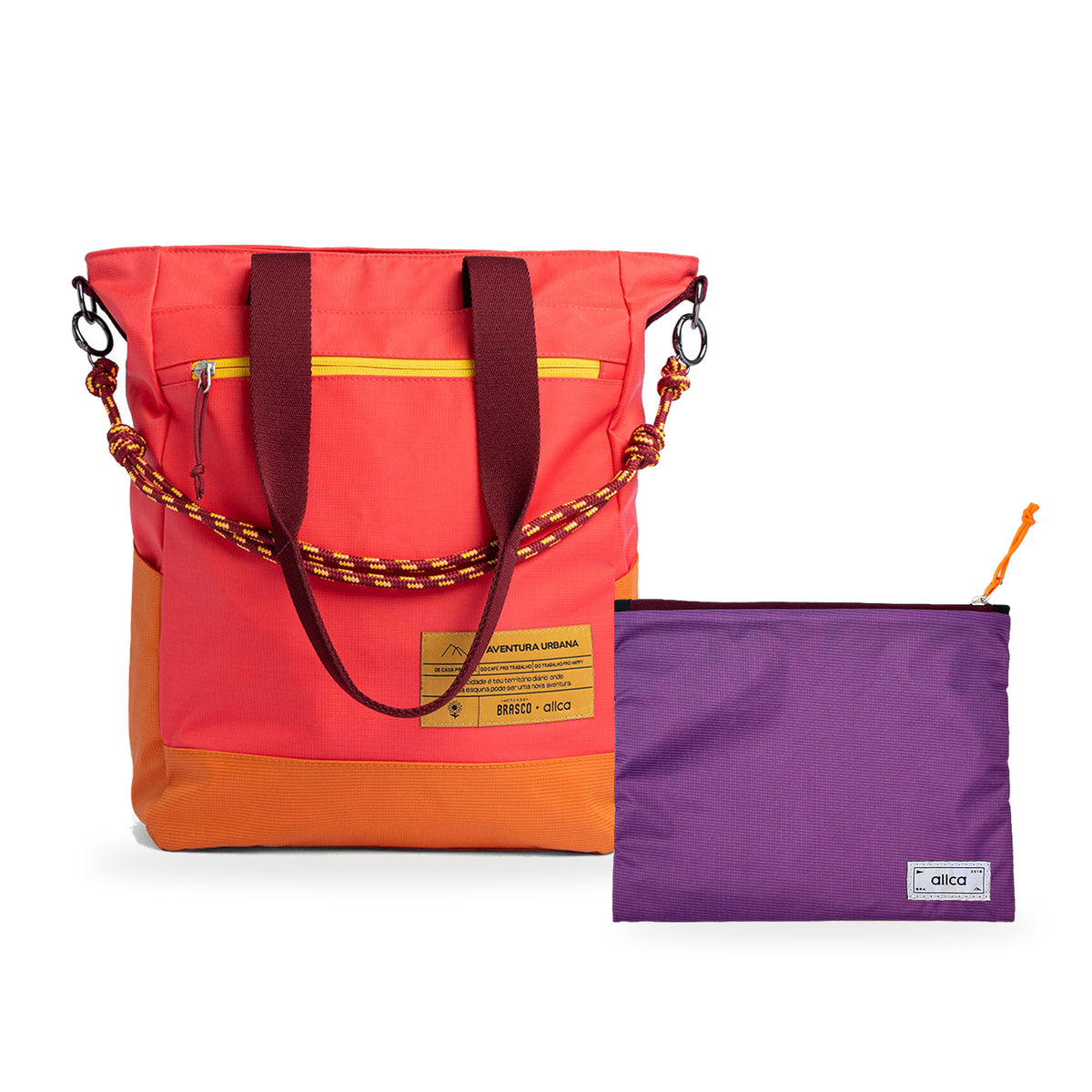 Kit Tote + Lima - Brasco — Coral Esquina com Nécessaire Lima Roxo