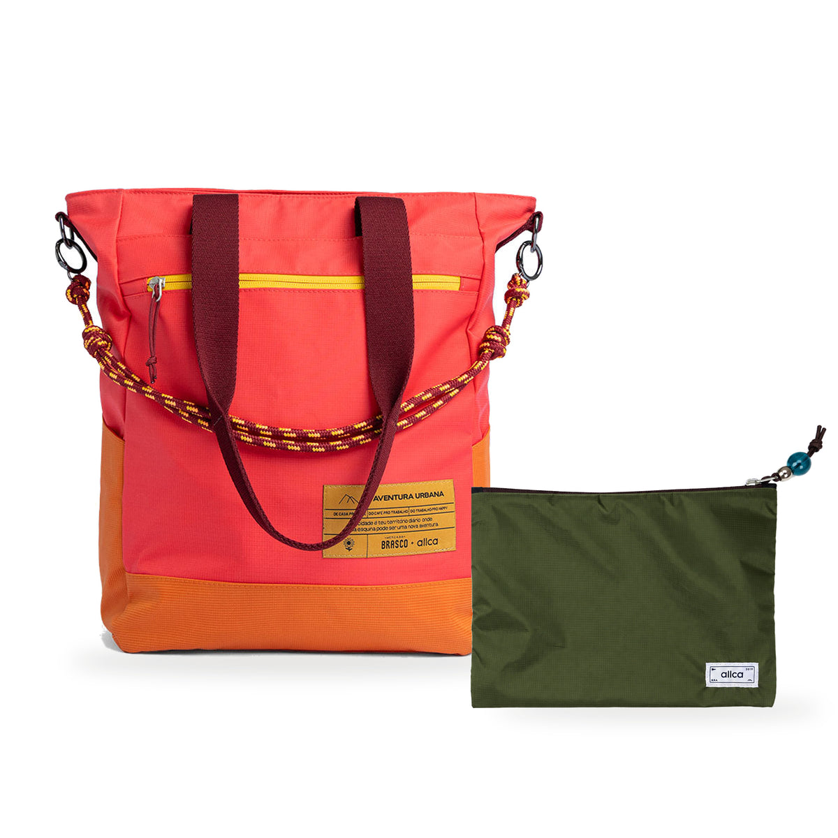 Kit Tote + Lima - Brasco — Coral Esquina com Nécessaire Lima Verde Araucária