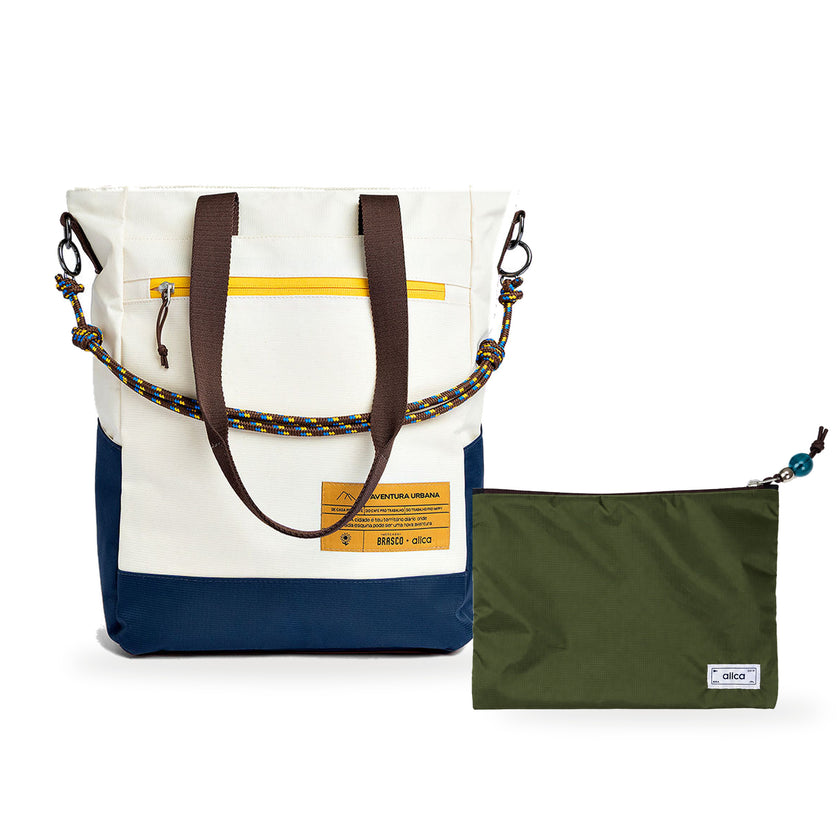 Kit Tote + Lima - Brasco — Off White Encontro com Nécessaire Lima Verde Araucária