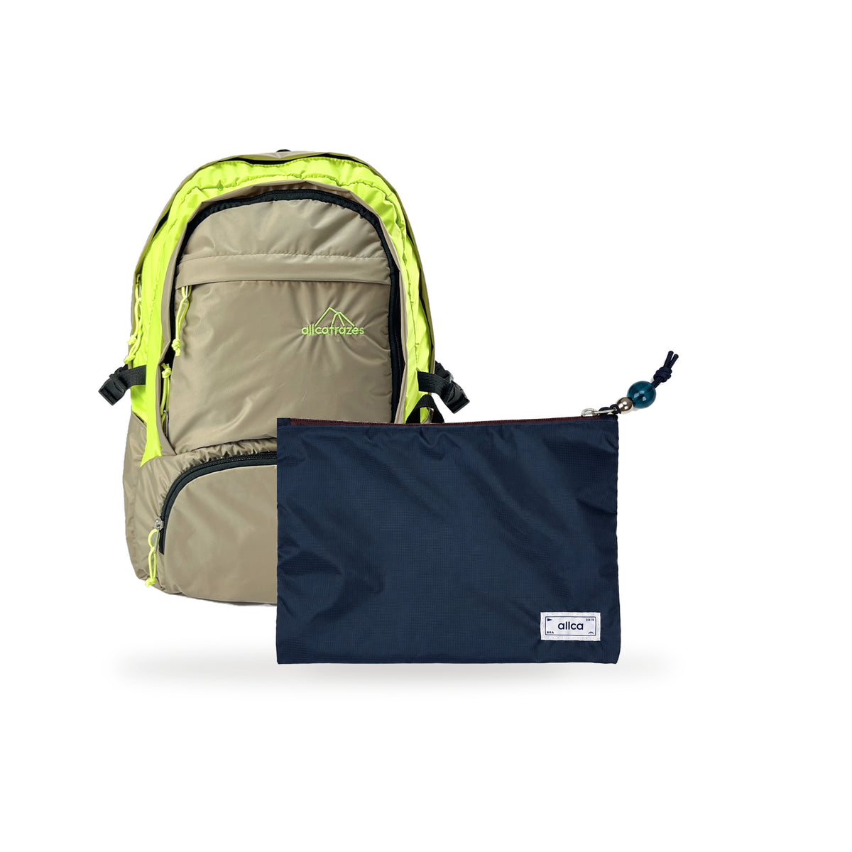 Kit Charlie + Lima — Areia | Amarelo Neon com Nécessaire Lima Azul Aurora