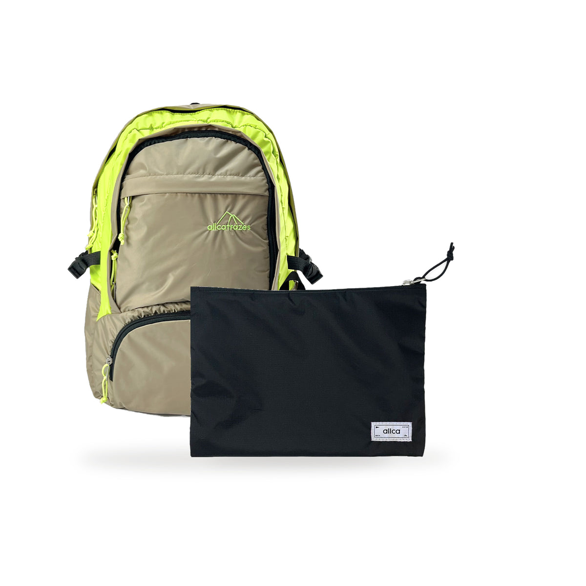 Kit Charlie + Lima — Areia | Amarelo Neon com Nécessaire Lima Preto