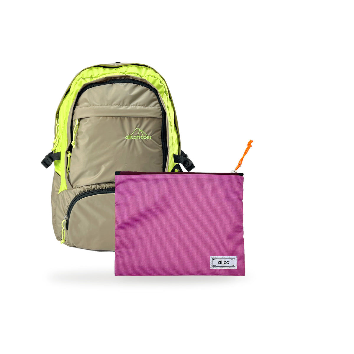 Kit Charlie + Lima — Areia | Amarelo Neon com Nécessaire Lima Rosa