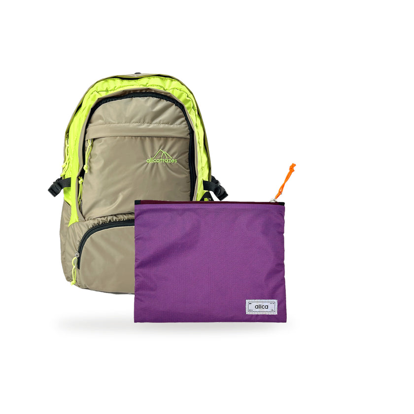 Kit Charlie + Lima — Areia | Amarelo Neon com Nécessaire Lima Roxo