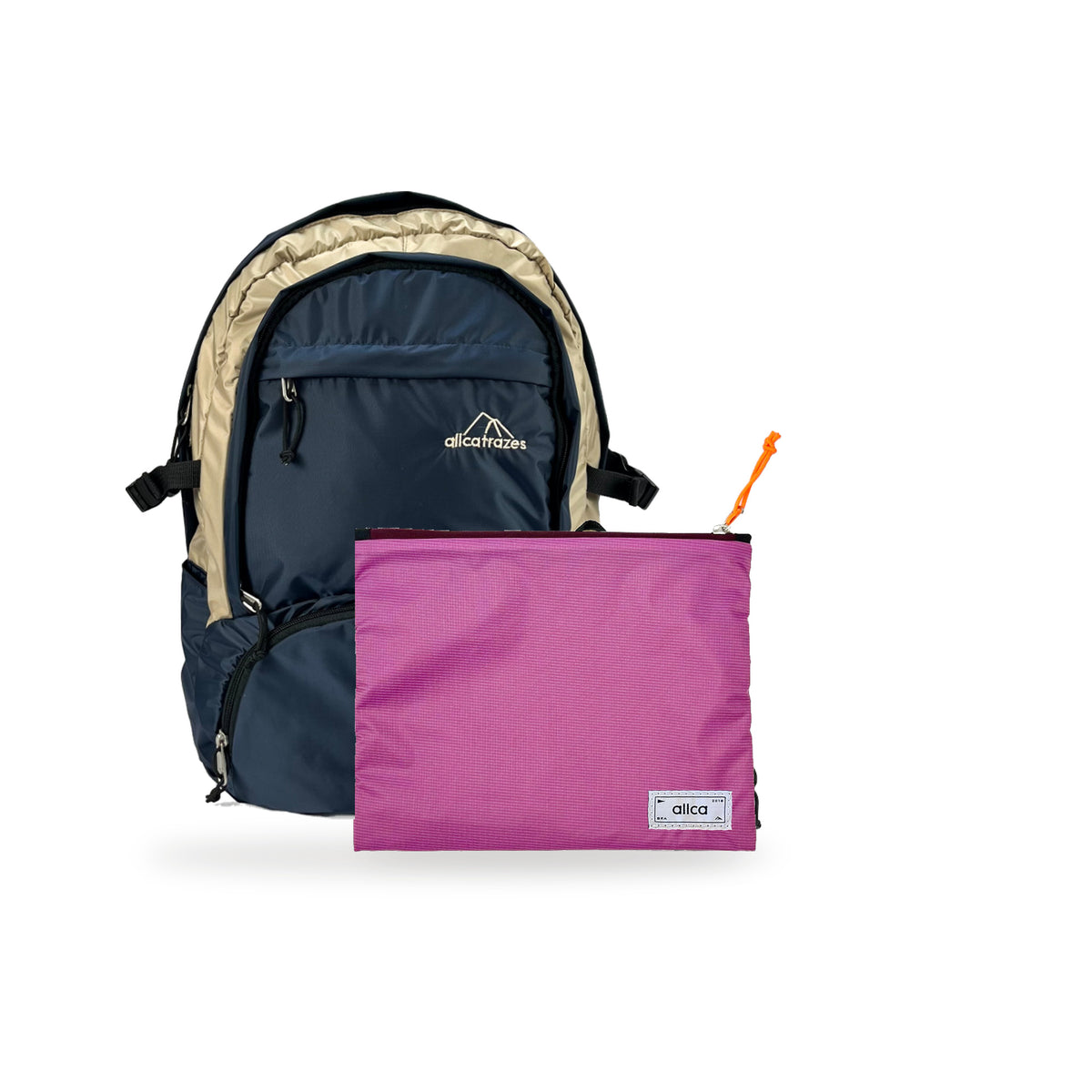 Kit Charlie + Lima — Azul Marinho | Areia com Nécessaire Lima Rosa