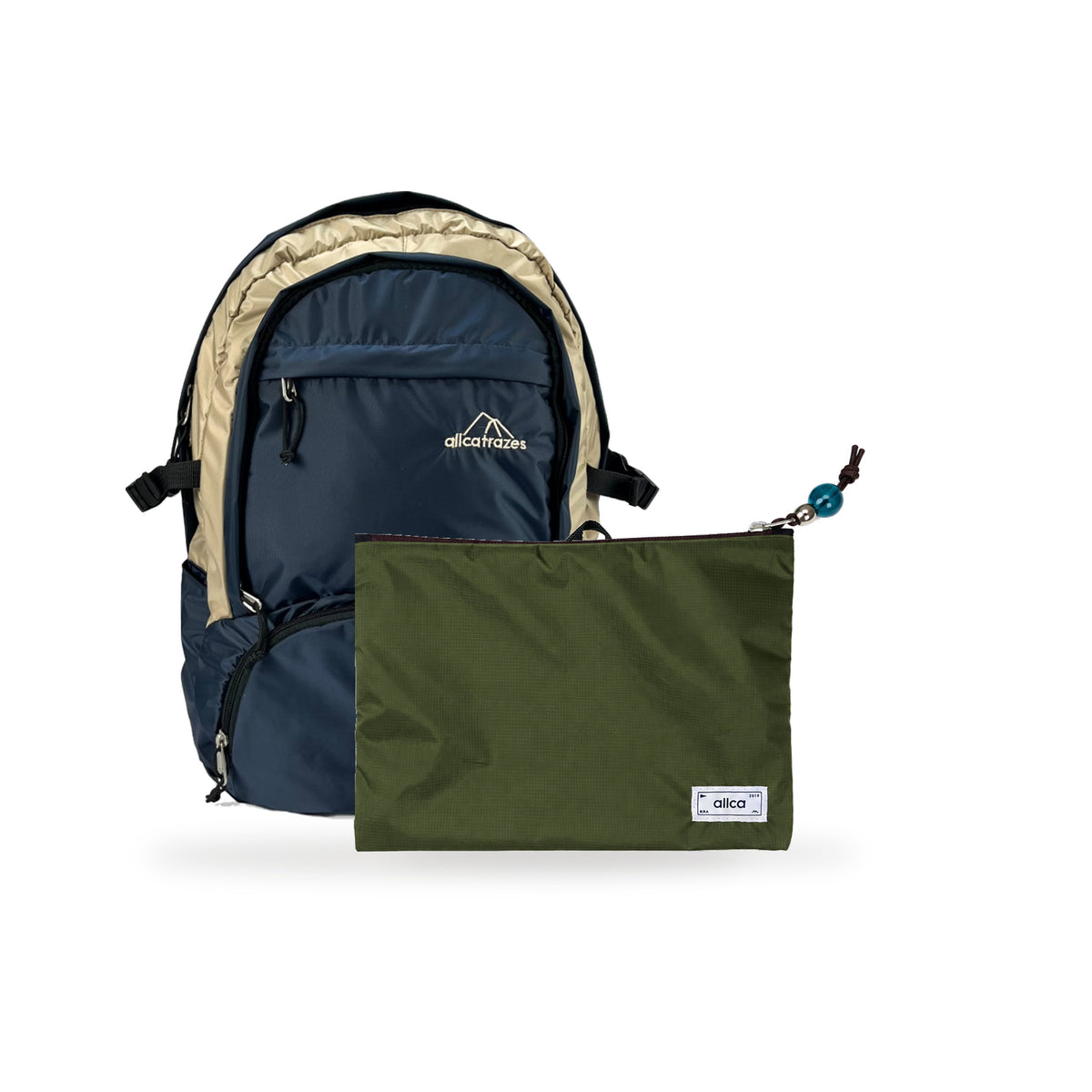 Kit Charlie + Lima — Azul Marinho | Areia com Nécessaire Lima Verde Araucária