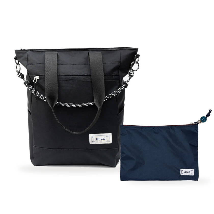 Kit Tote + Lima - Eclipse — Preto Infinito com Nécessaire Lima Azul Aurora
