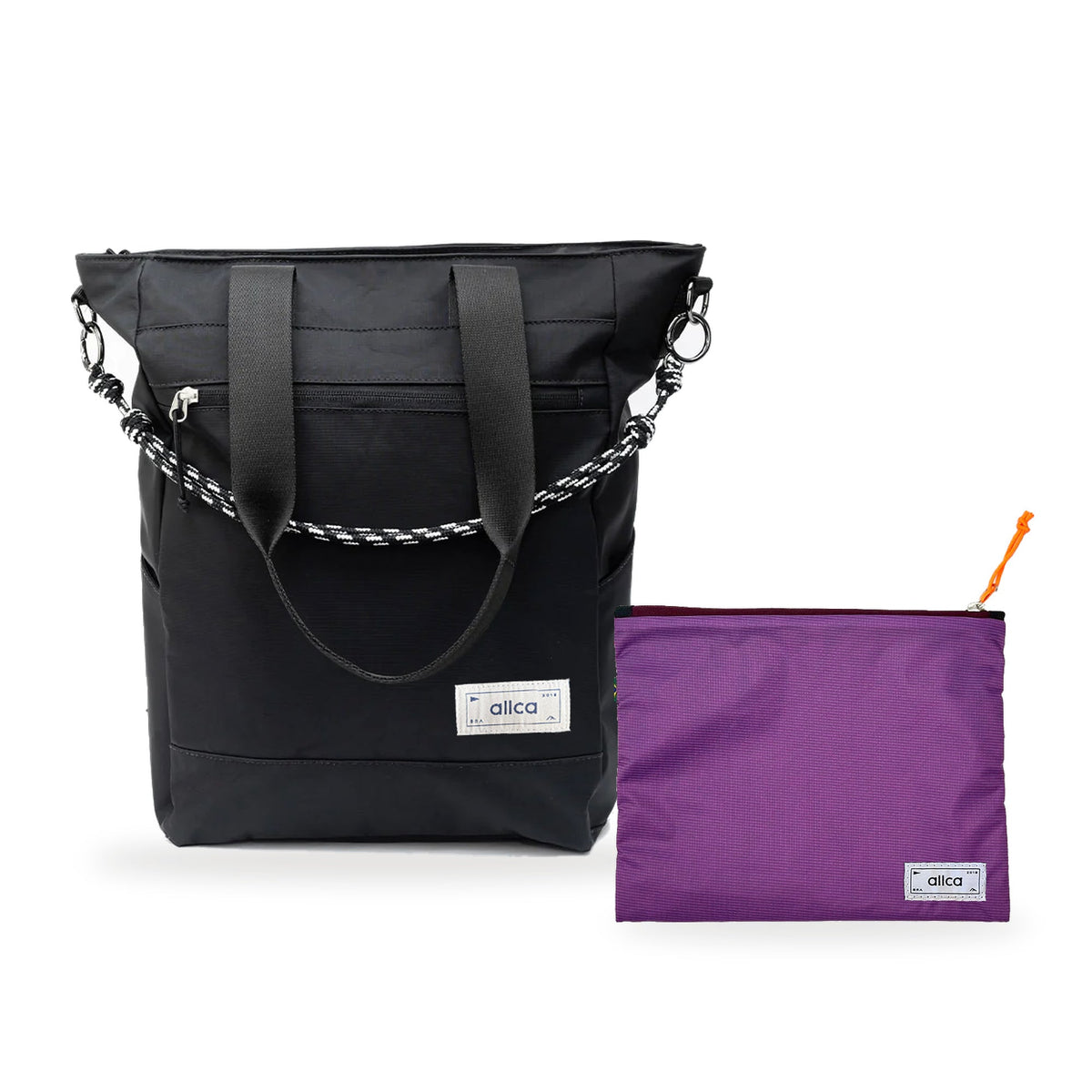 Kit Tote + Lima - Eclipse — Preto Infinito com Nécessaire Lima Roxo
