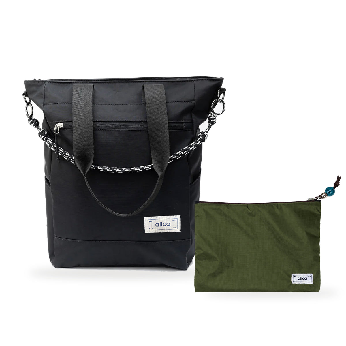Kit Tote + Lima - Eclipse — Preto Infinito com Nécessaire Lima Verde Araucária