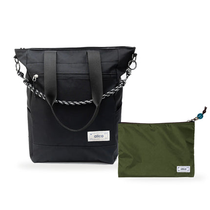 Kit Tote + Lima - Eclipse — Preto Infinito com Nécessaire Lima Verde Araucária