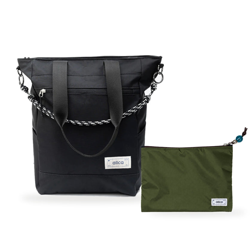 Kit Tote + Lima - Eclipse — Preto Infinito com Nécessaire Lima Verde Araucária