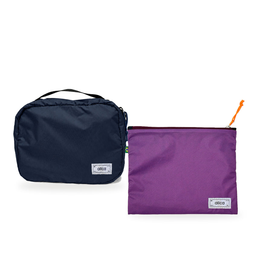Kit Hotel + Lima — Azul Aurora com Nécessaire Lima Roxo