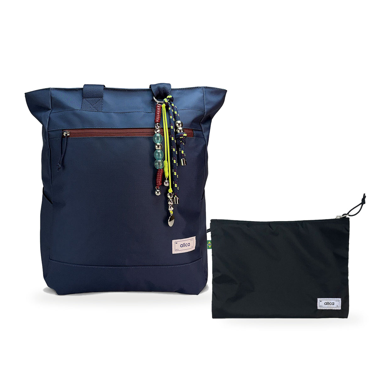 Kit Tote + Lima - Minuano — Azul Aurora / Com charm com Nécessaire Lima Preto