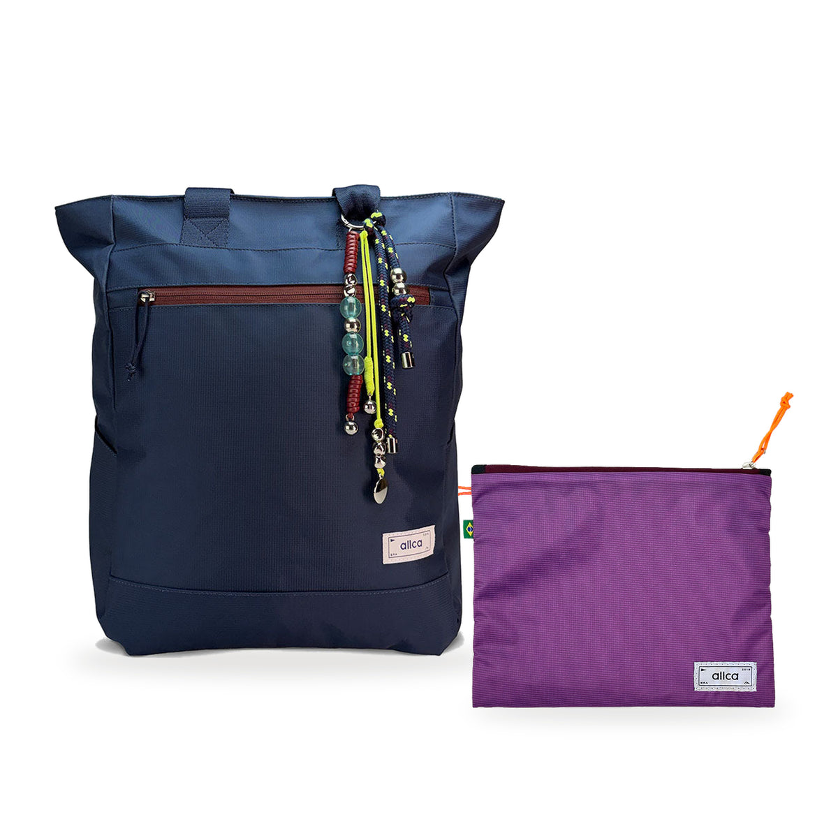 Kit Tote + Lima - Minuano — Azul Aurora / Com charm com Nécessaire Lima Roxo