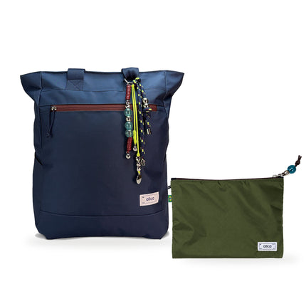 Kit Tote + Lima - Minuano — Azul Aurora / Com charm com Nécessaire Lima Verde Araucária