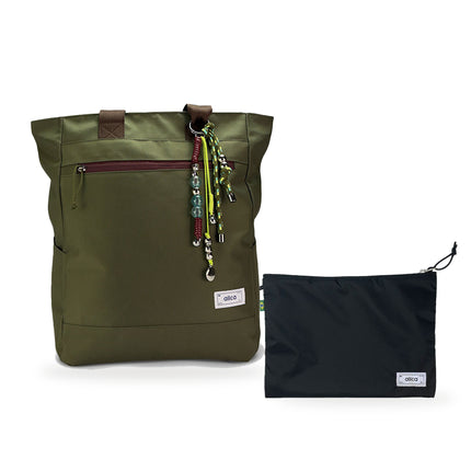 Kit Tote + Lima - Minuano — Verde Araucária / Com charm com Nécessaire Lima Preto