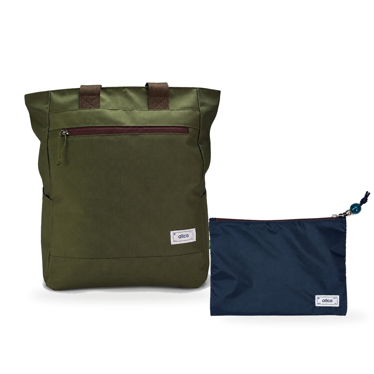 Kit Tote + Lima - Minuano — Verde Araucária / Sem Charm com Nécessaire Lima Azul Aurora