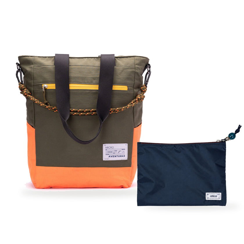 Kit Tote + Lima - The Summer Hunter — Verde Cachoeira com Nécessaire Lima Azul Aurora