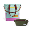 Kit Em Movimento com Tote Brasco e Pochete Minuano, Azul Respiro e Verde Araucária da Allcatrazes