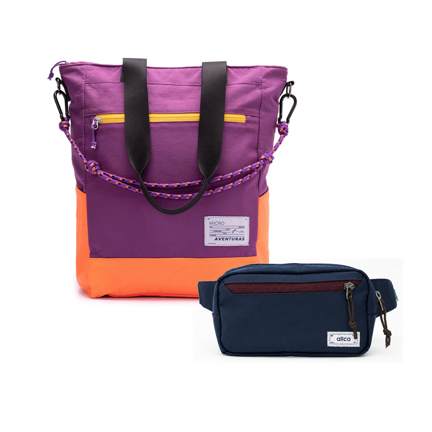 Kit Em Movimento com Tote The Summer Hunter e Pochete Minuano, Roxo Viagem e Azul Aurora da Allcatrazes
