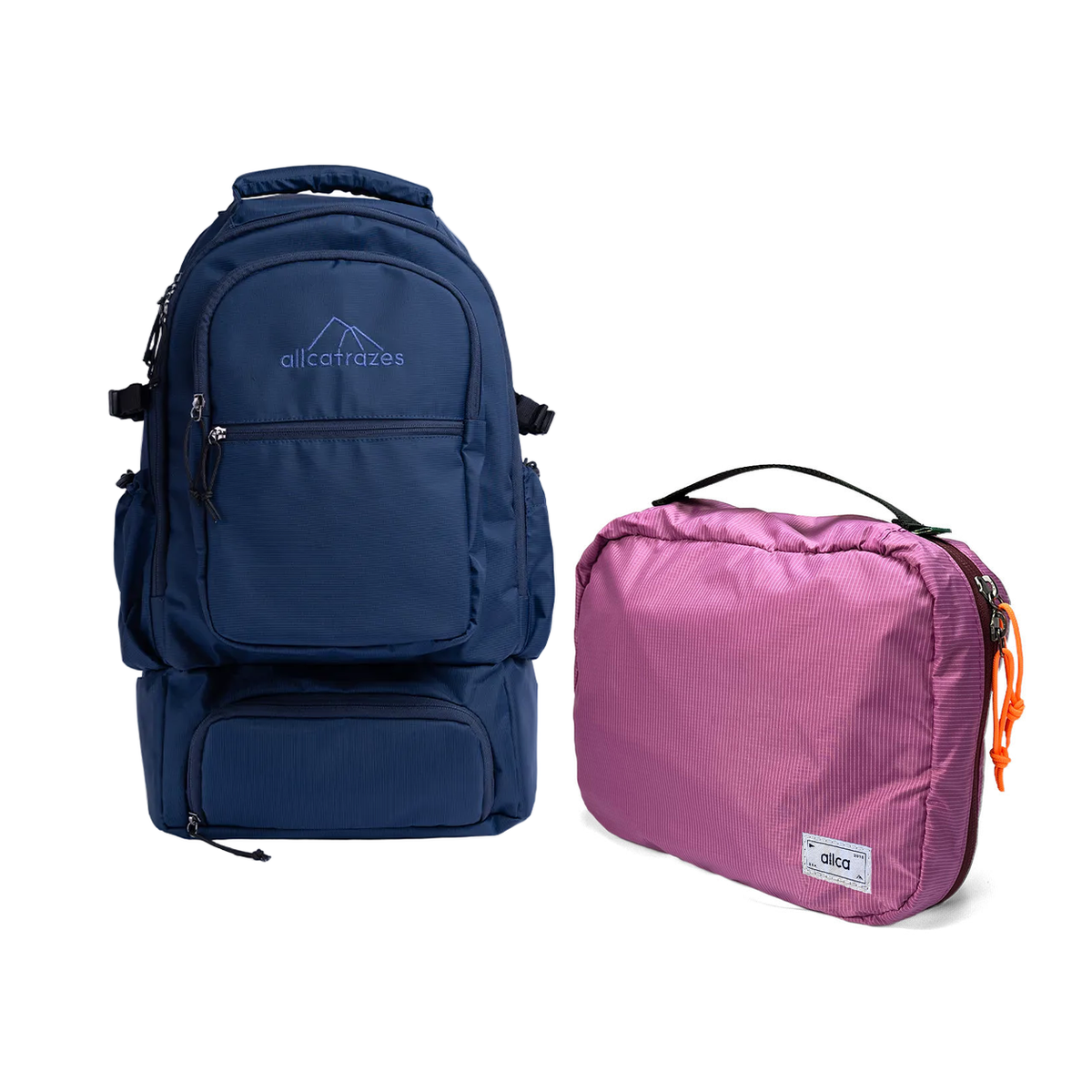 Kit Travel Essential com Mochila Alfa 3.0 33L Azul e Nécessaire Hotel Rosa da Allcatrazes
