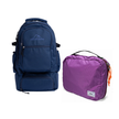 Kit Travel Essential com Mochila Alfa 3.0 33L Azul e Nécessaire Hotel Roxa da Allcatrazes