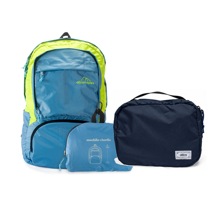 Kit Travel Essential, Azul | Amarelo e Azul Aurora, Nécessaire Hotel Azul Aurora da Allcatrazes